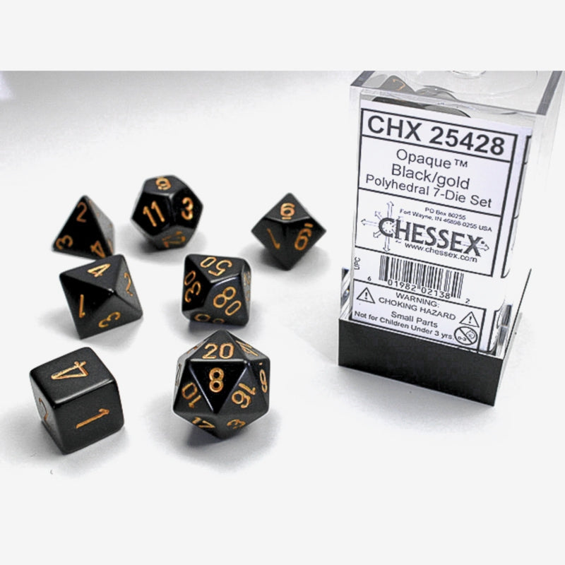 Set 7 Zaruri Chessex ~ Opaque Black/Gold